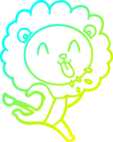 cold gradient line drawing of a happy cartoon lion png