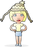 cartoon woman wearing winter hat png