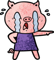 crying pig cartoon wearing human clothes png