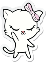 sticker van een schattige cartoonkat met strik png