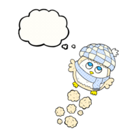 mano dibujado pensamiento burbuja dibujos animados linda pequeño búho volador png