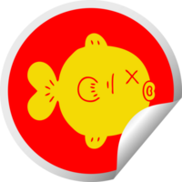 circular peeling sticker quirky cartoon fish png