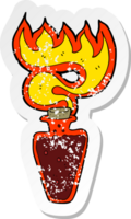 retro distressed sticker of a cartoon potion png