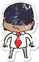 distressed sticker of a cartoon boy with untidy hair png