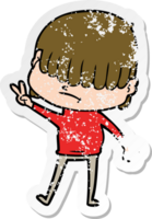 distressed sticker of a cartoon boy with untidy hair png