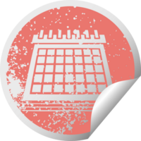 distressed circular peeling sticker symbol of a work calendar png