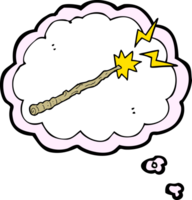 cartoon magic wand with thought bubble png