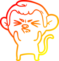 chaud pente ligne dessin de une dessin animé agacé singe png
