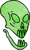 hand drawn textured cartoon doodle of a skull head png