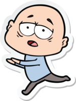 sticker of a cartoon tired bald man png