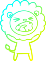 cold gradient line drawing of a cartoon lion png