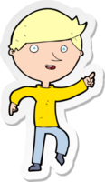 sticker of a cartoon happy pointing png