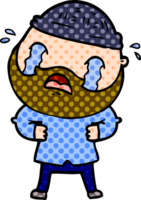 cartoon bearded man crying png