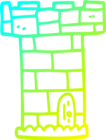 cold gradient line drawing of a cartoon castle tower png