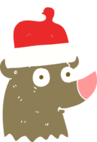 vlak kleur illustratie van beer vervelend Kerstmis hoed png