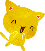 mano dibujado retro dibujos animados de linda kawaii gato png