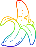 rainbow gradient line drawing of a cartoon banana png