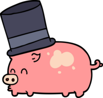 cartoon pig wearing top hat png