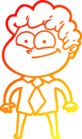 warm gradient line drawing of a cartoon happy man png