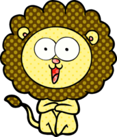 heureux, dessin animé, lion png