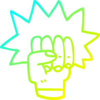 cold gradient line drawing of a cartoon punching fist png
