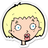 sticker of a cartoon surprised female face png