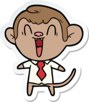 sticker of a cartoon laughing monkey png