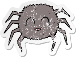 retro distressed sticker of a cartoon spider png