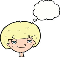 cartoon smug looking boy with thought bubble png