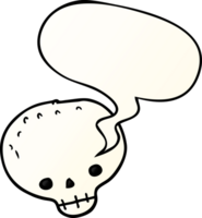 cartoon skull with speech bubble in smooth gradient style png