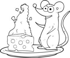 main tiré noir et blanc dessin animé Souris avec fromage png