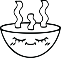 ligne dessin dessin animé de une bol de chaud soupe png