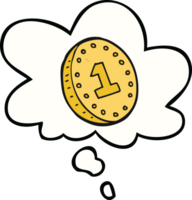 cartoon coin with thought bubble png