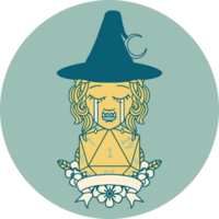 icon of crying half orc witch character with natural one roll png