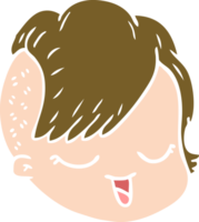 flat color style cartoon female face png