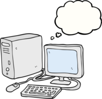 hand drawn thought bubble cartoon computer png