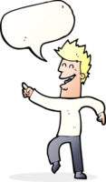 Cartoon-Mann zeigt und lacht mit Sprechblase png