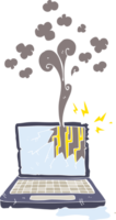 flat color illustration of broken computer png