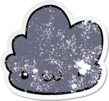 adesivo angustiado de uma nuvem de desenho animado fofo png