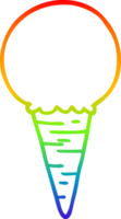 rainbow gradient line drawing of a cartoon ice cream cone png