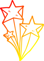 warm gradient line drawing of a cartoon shooting stars png