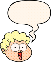 cartoon male face with speech bubble in comic book style png