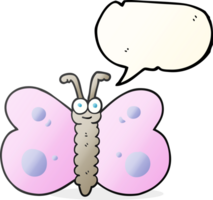 mão desenhado discurso bolha desenho animado borboleta png
