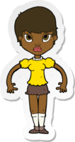 sticker of a cartoon woman looking annoyed png