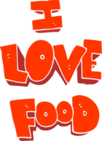 flat color illustration of I love food symbol png