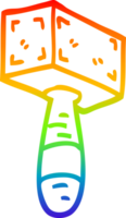 rainbow gradient line drawing of a cartoon hammer png