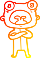 warm gradient line drawing of a cartoon weird alien communicating png