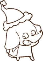 dessin au fusain d'éléphant de noël png