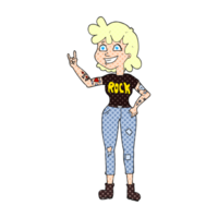 hand drawn cartoon rock girl png