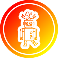 defect robot circulaire icoon met warm helling af hebben png